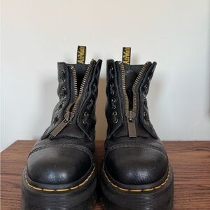 Dr. Martens Sinclaire Black Leather Boots with Zippers